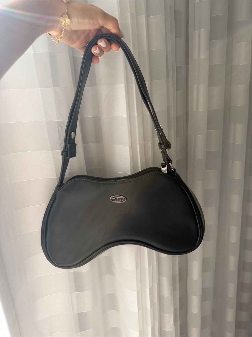 Diesel Play-Semi Gloss Leather Shoulder Bag